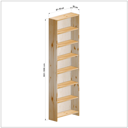 横幅61-70／高さ221-230／奥行25cmの棚ユニット
