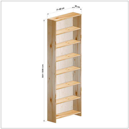 横幅71-80／高さ221-230／奥行25cmの棚ユニット