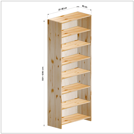 横幅81-90／高さ221-230／奥行40cmの棚ユニット