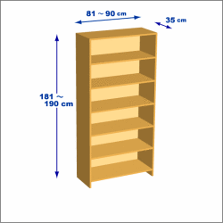 横幅81-90／高さ181-190／奥行35cmの棚ユニット