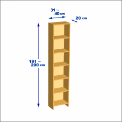 横幅31-40／高さ191-200／奥行20cmの棚ユニット