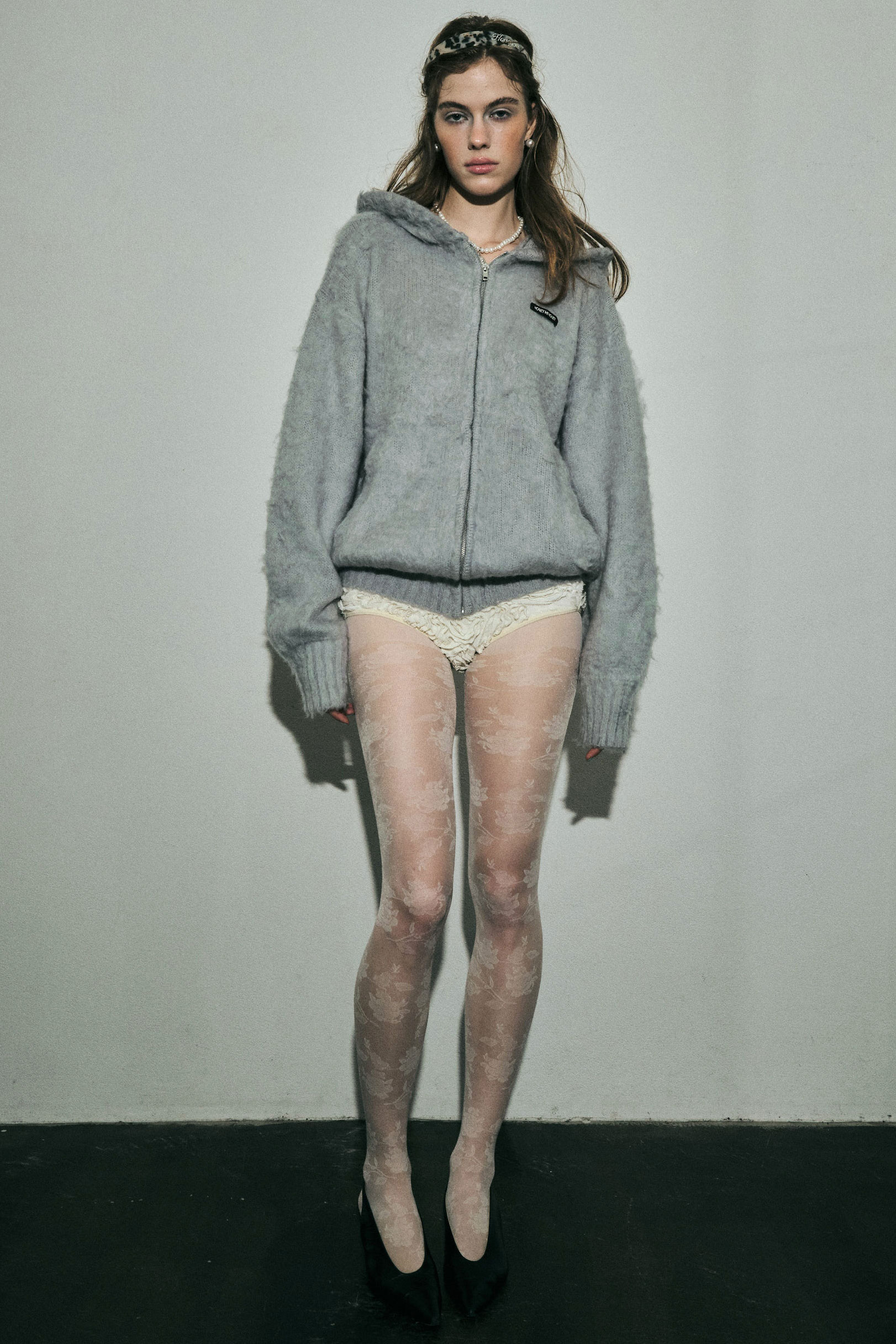 back ribbon knit hoodie | HONEY MI HONEY