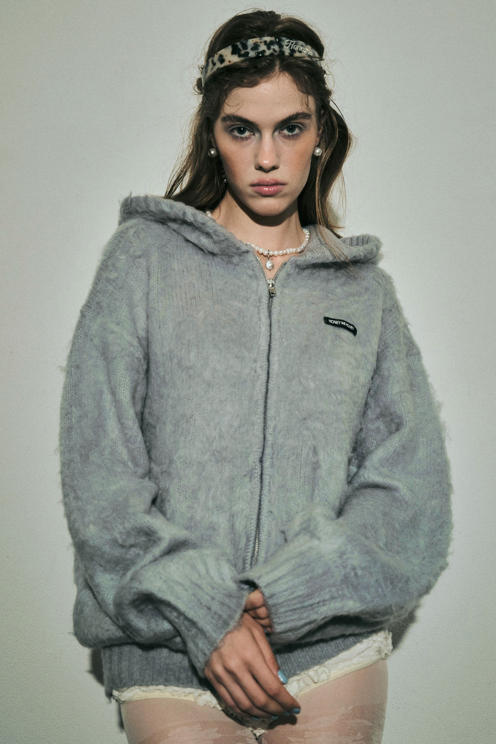 back ribbon knit hoodie | HONEY MI HONEY