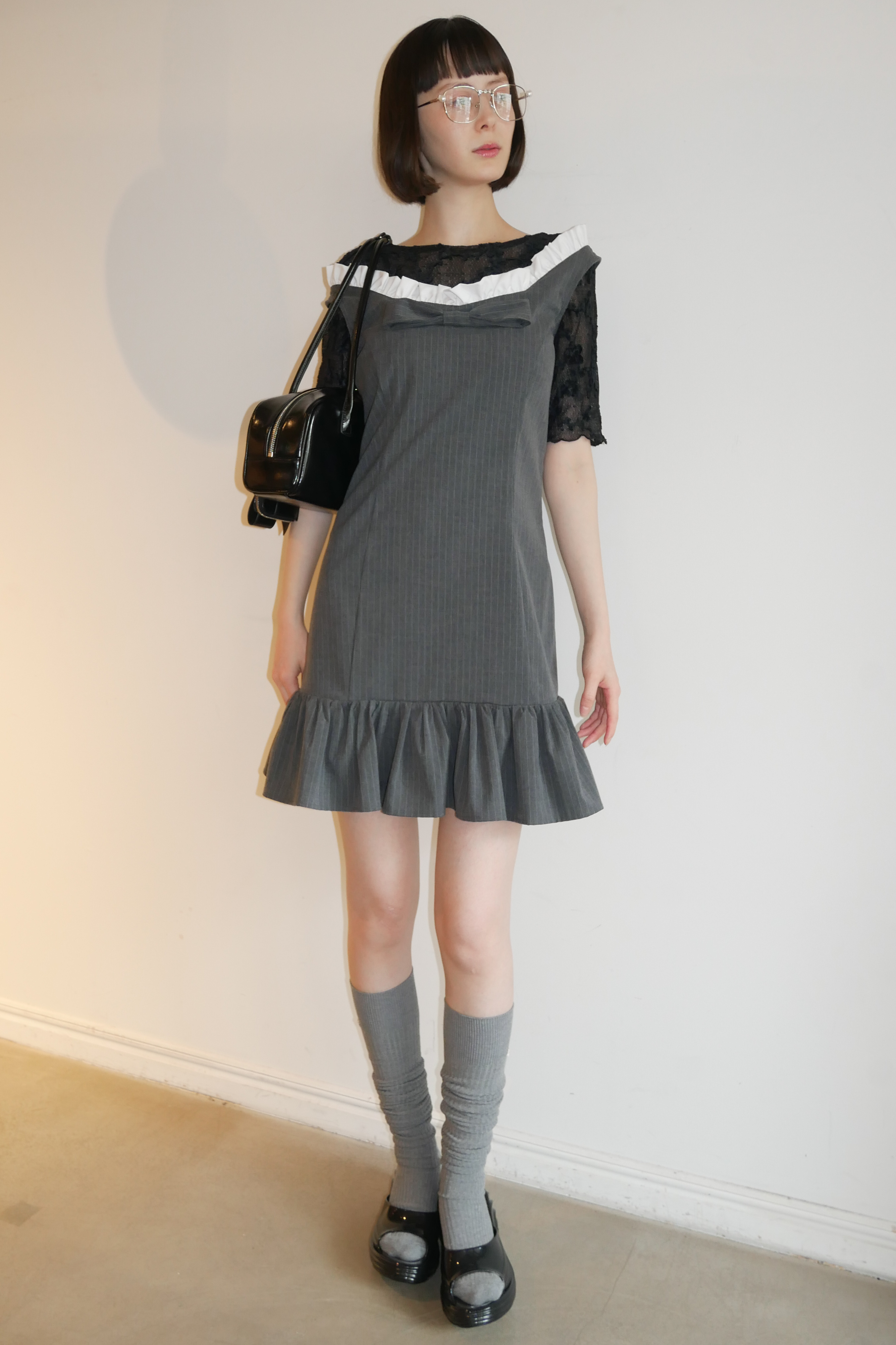 HONEY MI HONEY】molle embroidery lace short sleeve body suit HONEY