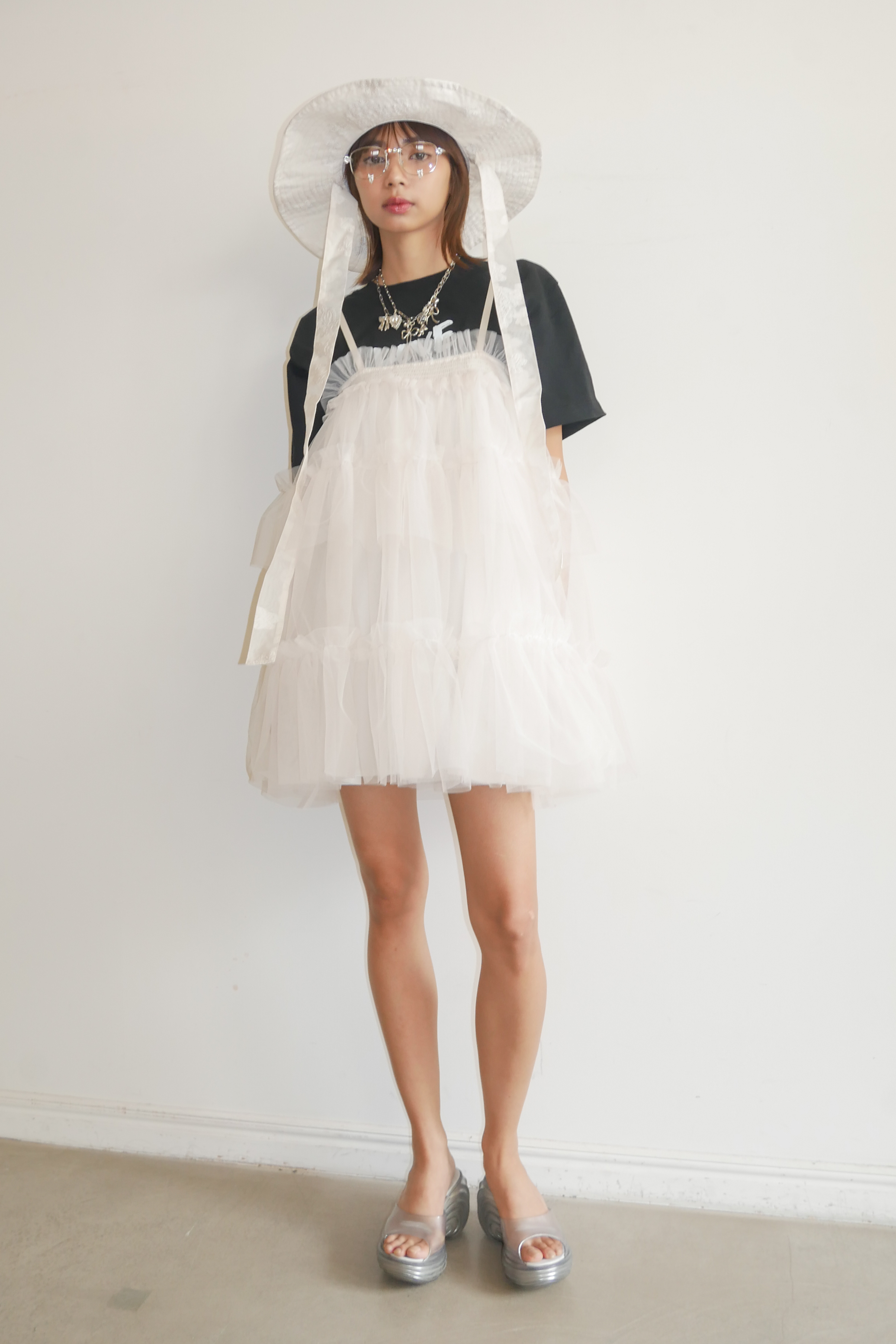 HONEY MI HONEY｜tulle tiered tunic camisole