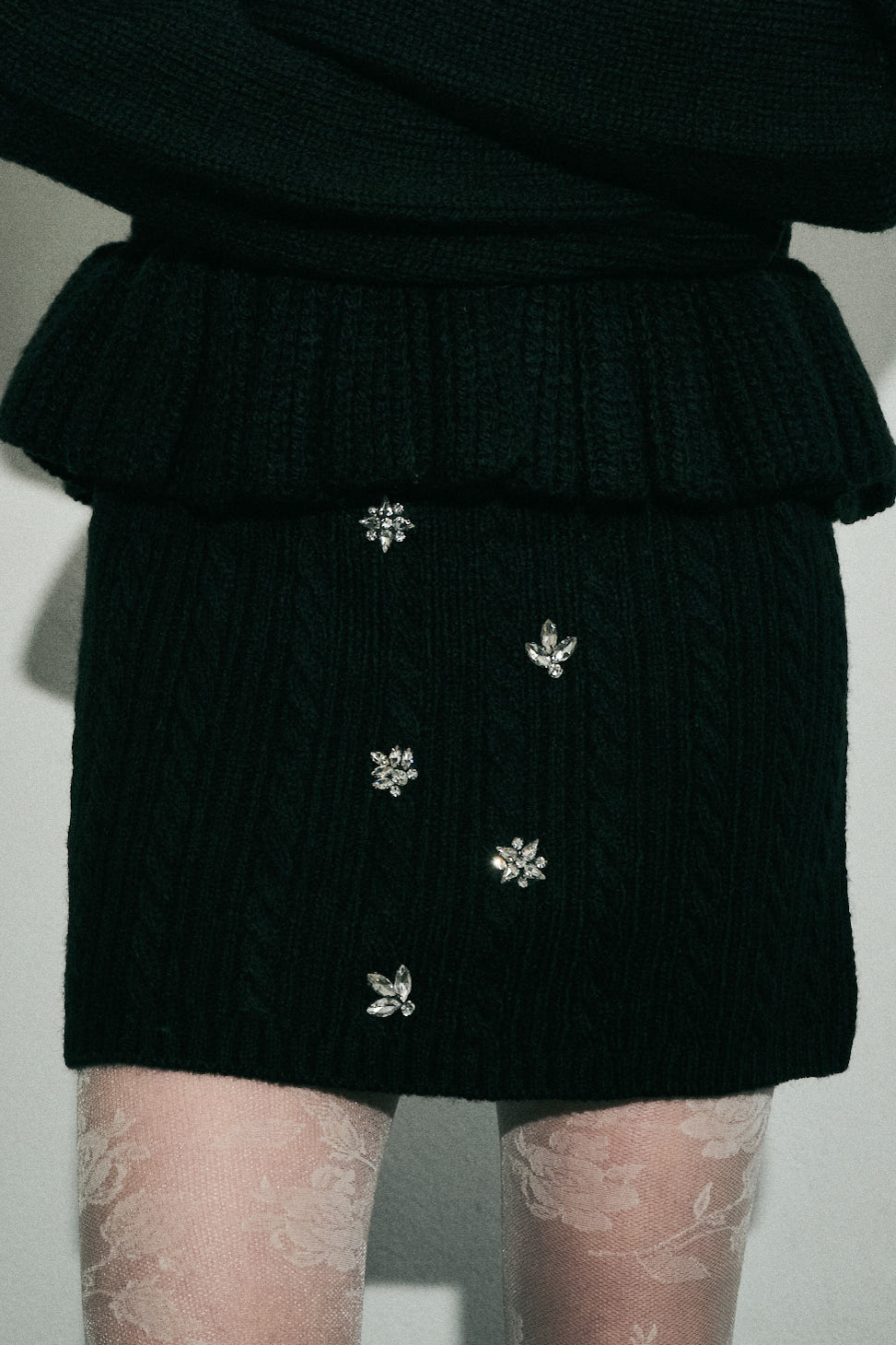 【HONEY MI HONEY】bijou cable knit bare＆mini skirt