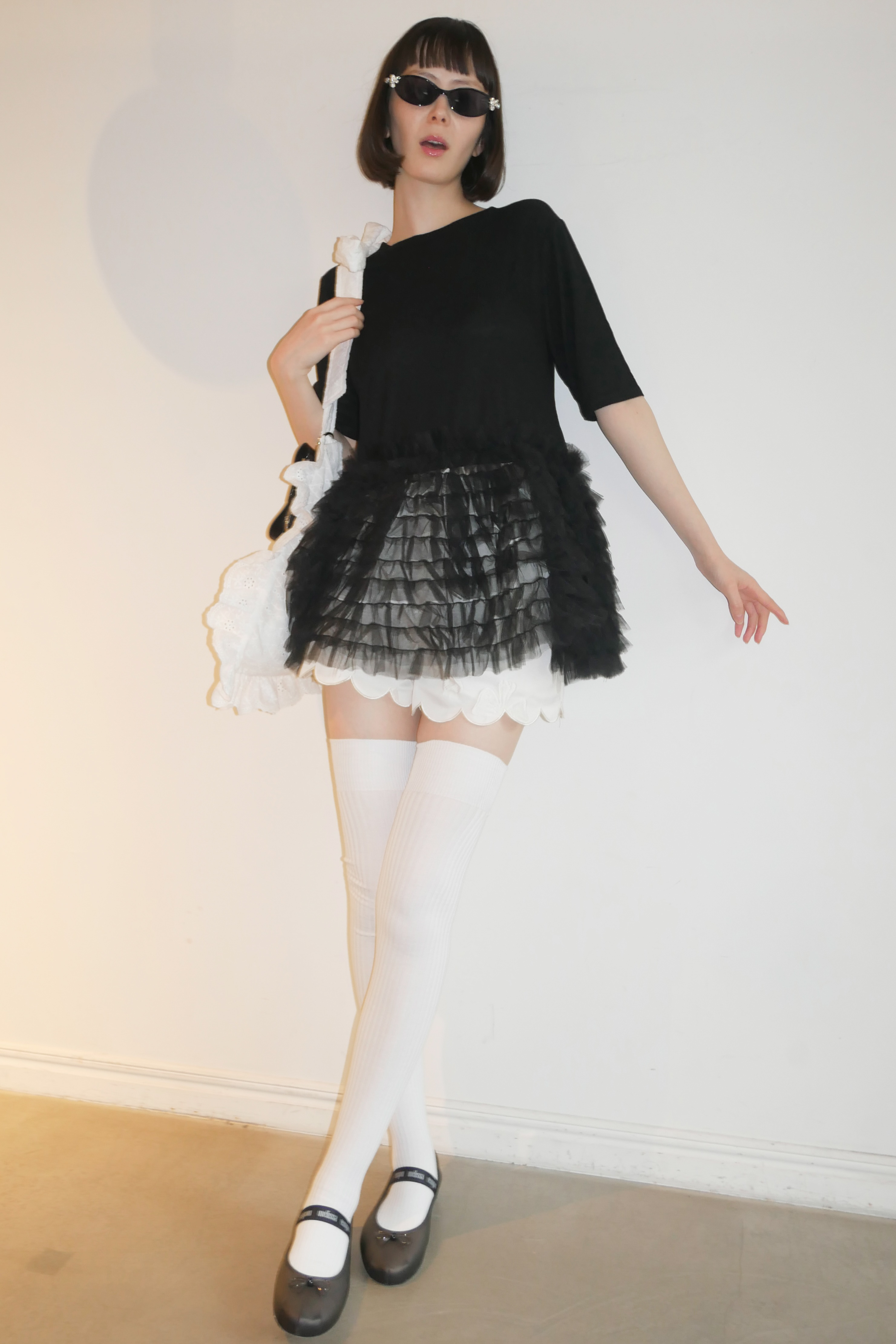 tulle peplum rib cutsew | HONEY MI HONEY
