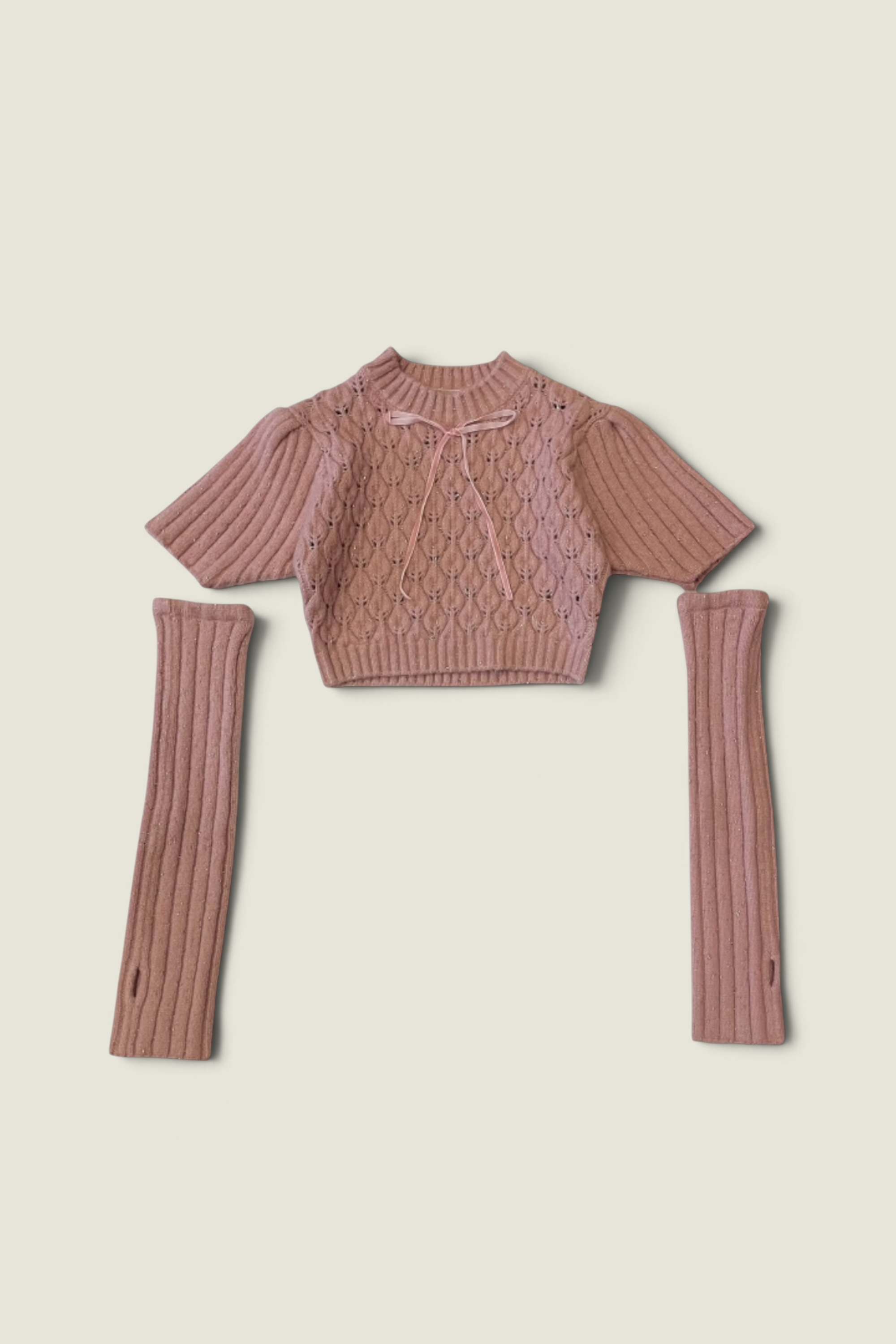 【HONEY MI HONEY】jacquard two-way ribbon knit
