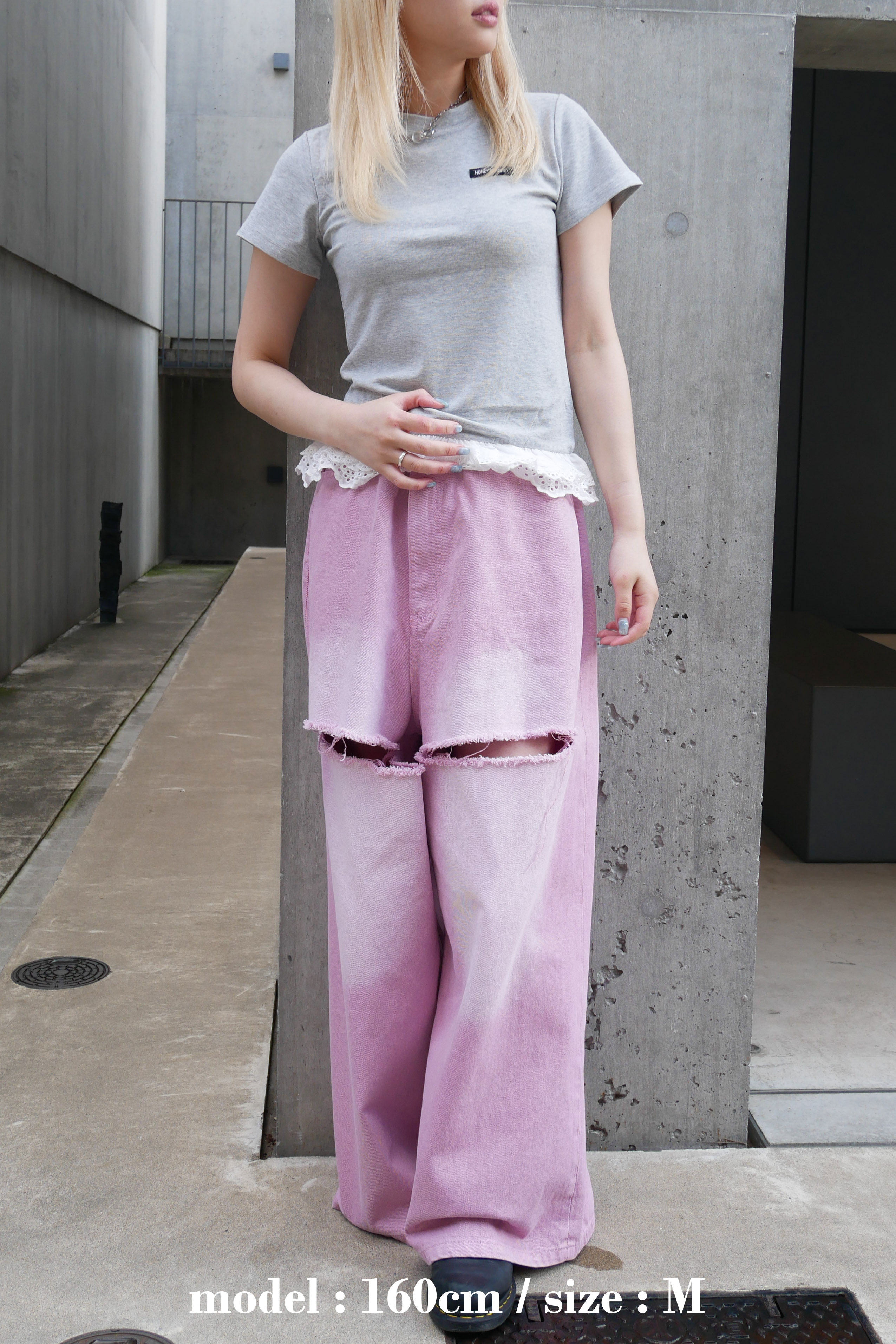 HONEY MI HONEY】cotton lace frill t-shirt HONEY.MALL