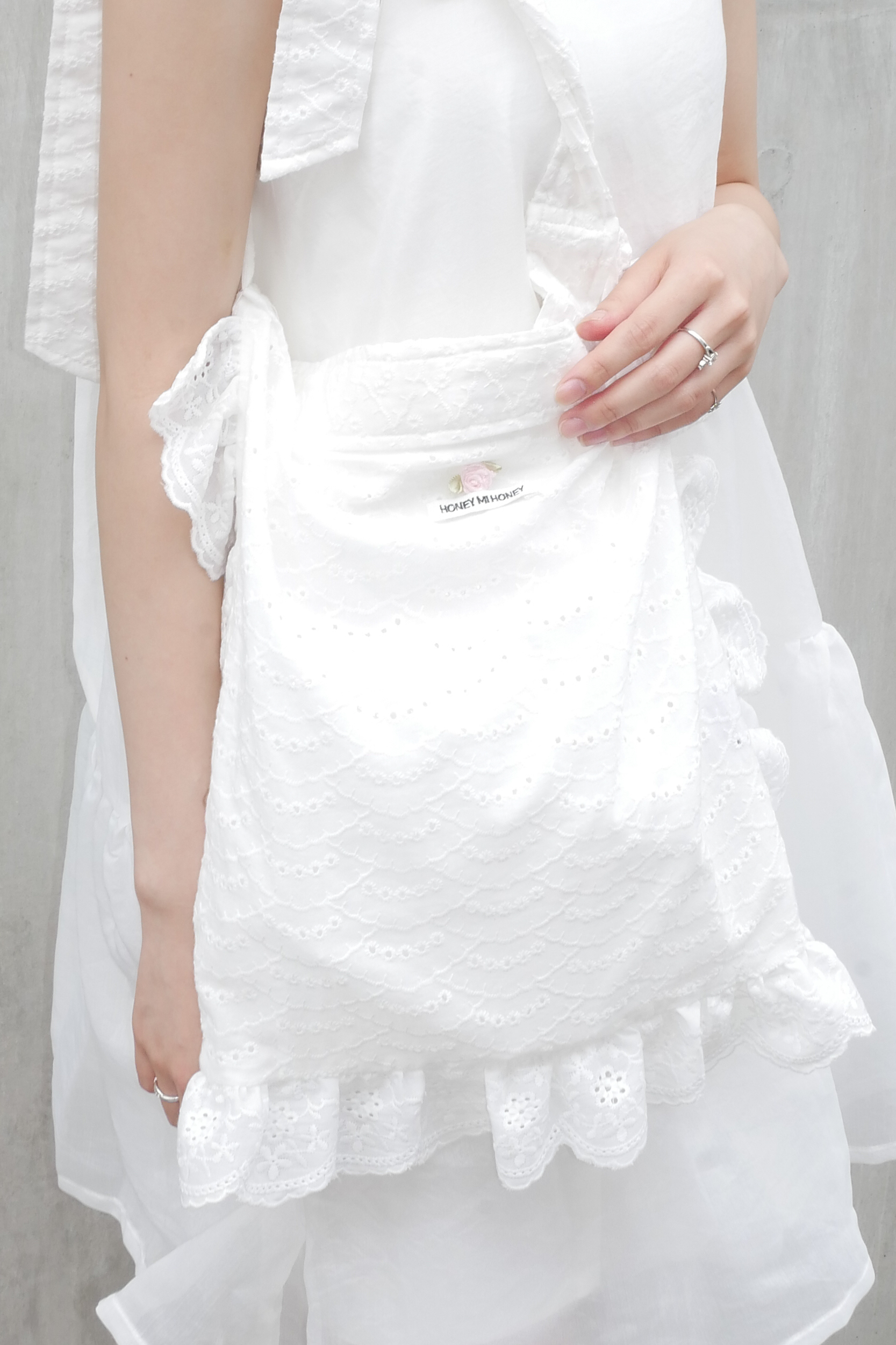 【HONEY MI HONEY】cotton frill rose apron tote bag