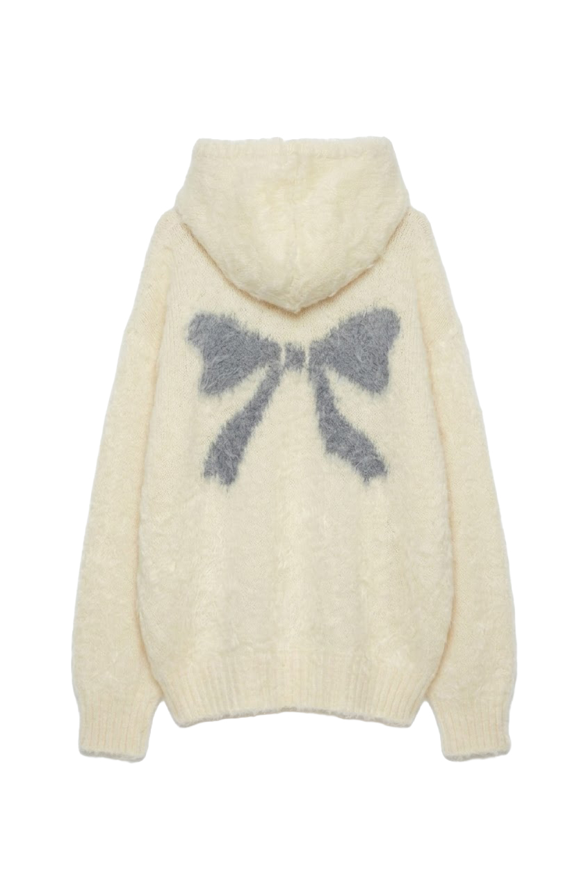 back ribbon knit hoodie | HONEY MI HONEY