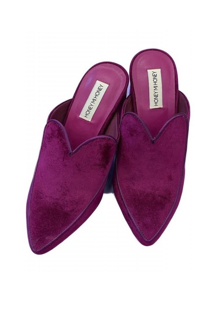 【HONEY MI HONEY】heart velvet mule