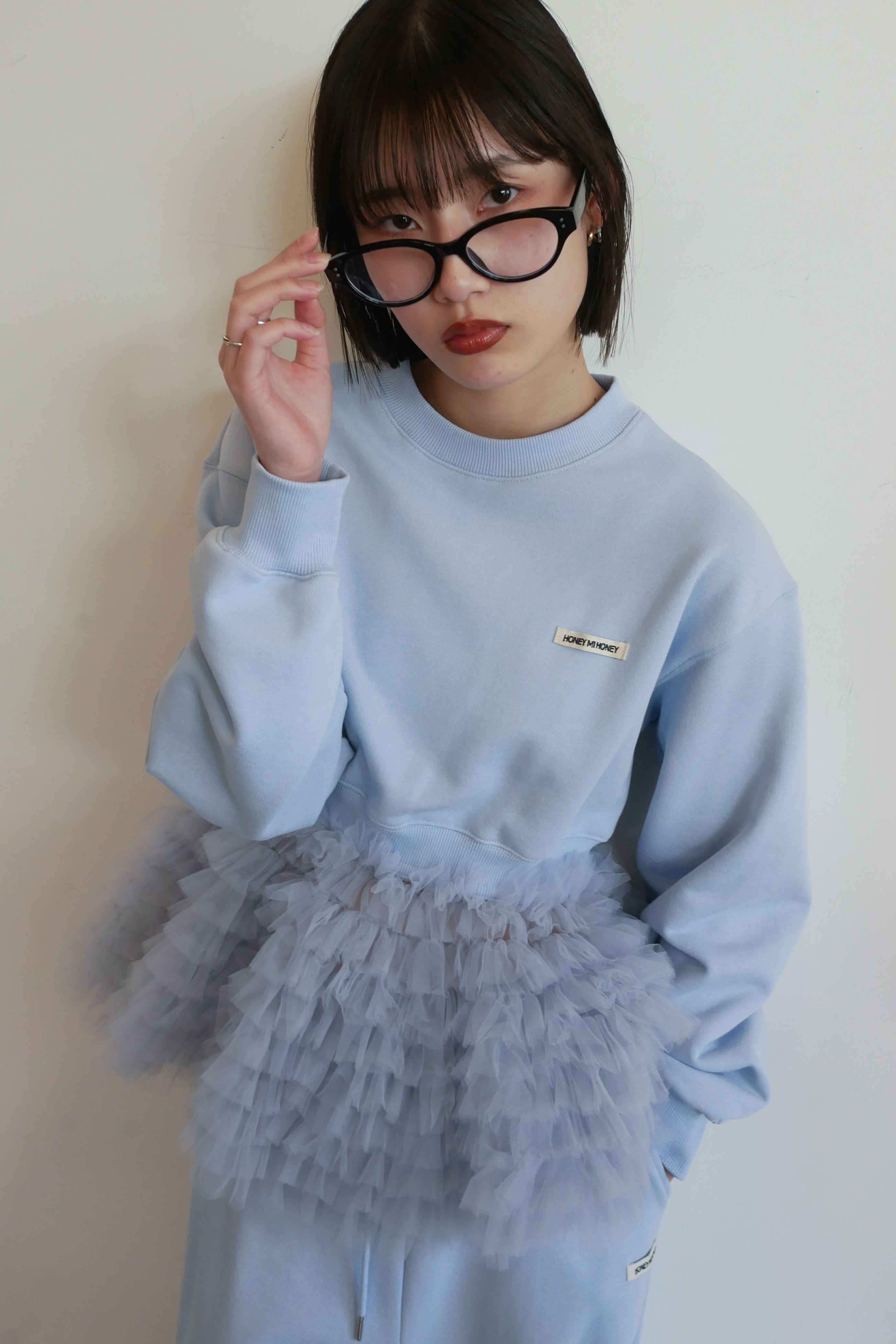 HONEY MI HONEY｜tulle peplum sweat