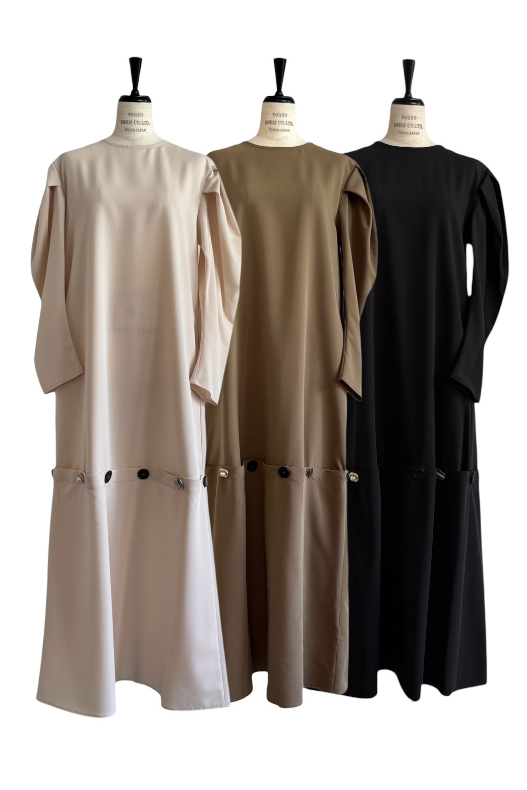 【MAISON ELLIE】two-way design button puff sleeve one-piece