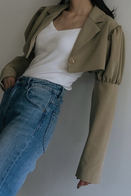 【MAISON ELLIE】kersey puff sleeve bolero jacket