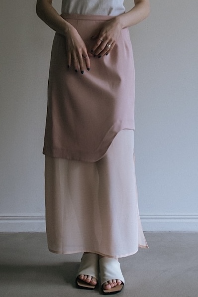 【MAISON ELLIE】kersey chiffon combination skirt