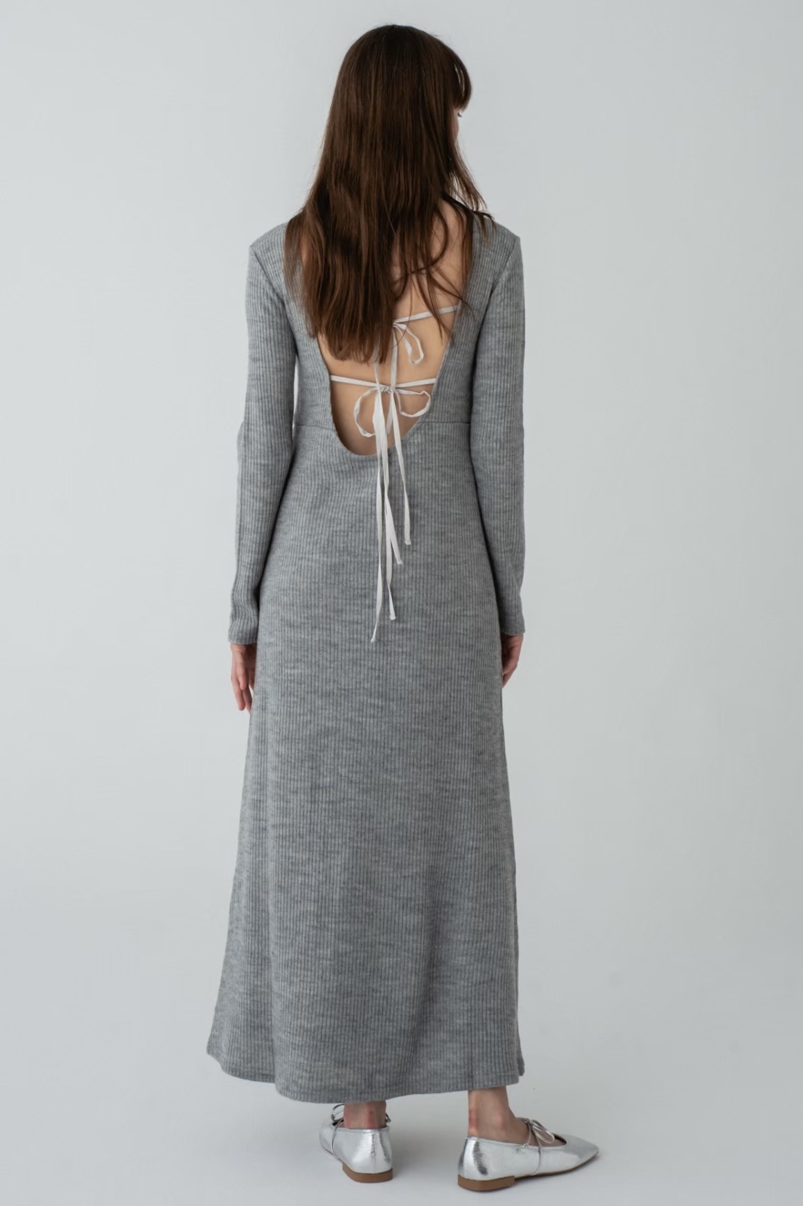 【HONEY MI HONEY】back open rib long one-piece