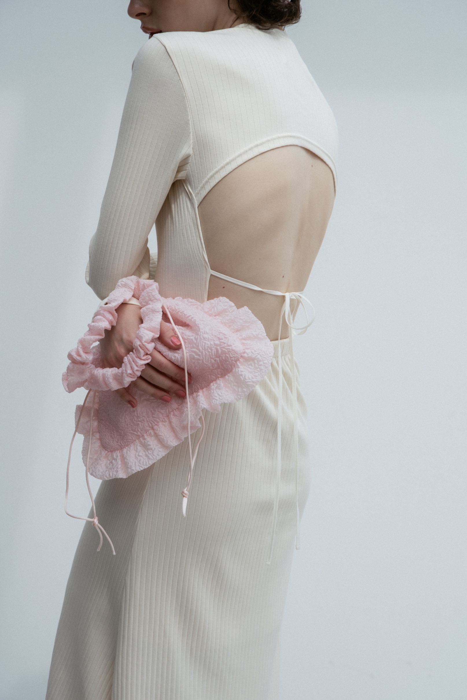 【HONEY MI HONEY】back open rib long one-piece