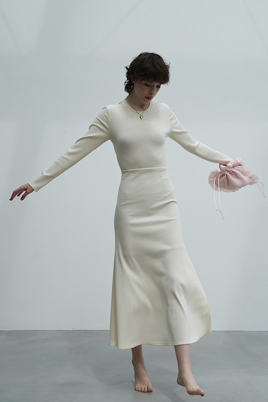 back open rib long one-piece
