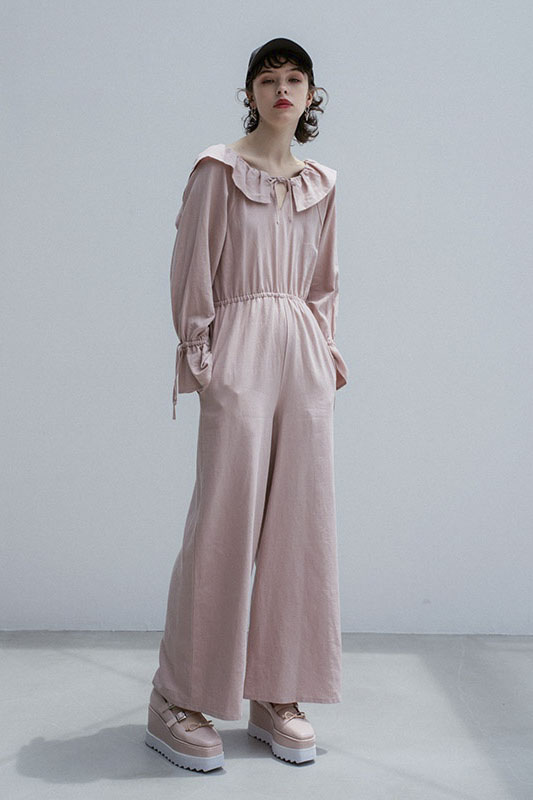 【HONEY MI HONEY】back open linen all-in-one