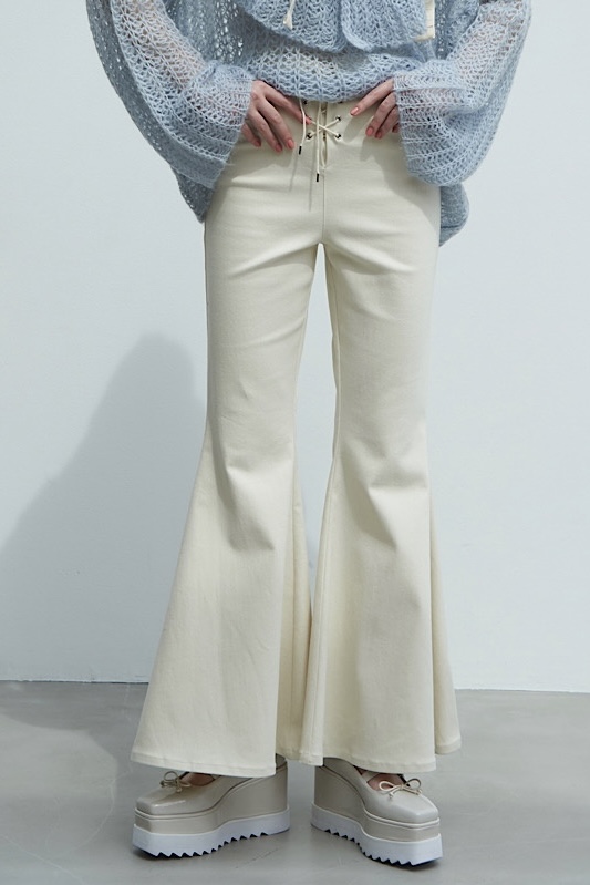 【HONEY MI HONEY】lace up flare chino pants
