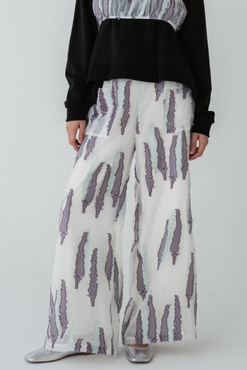 【HONEY MI HONEY】leaf pattern wide pants