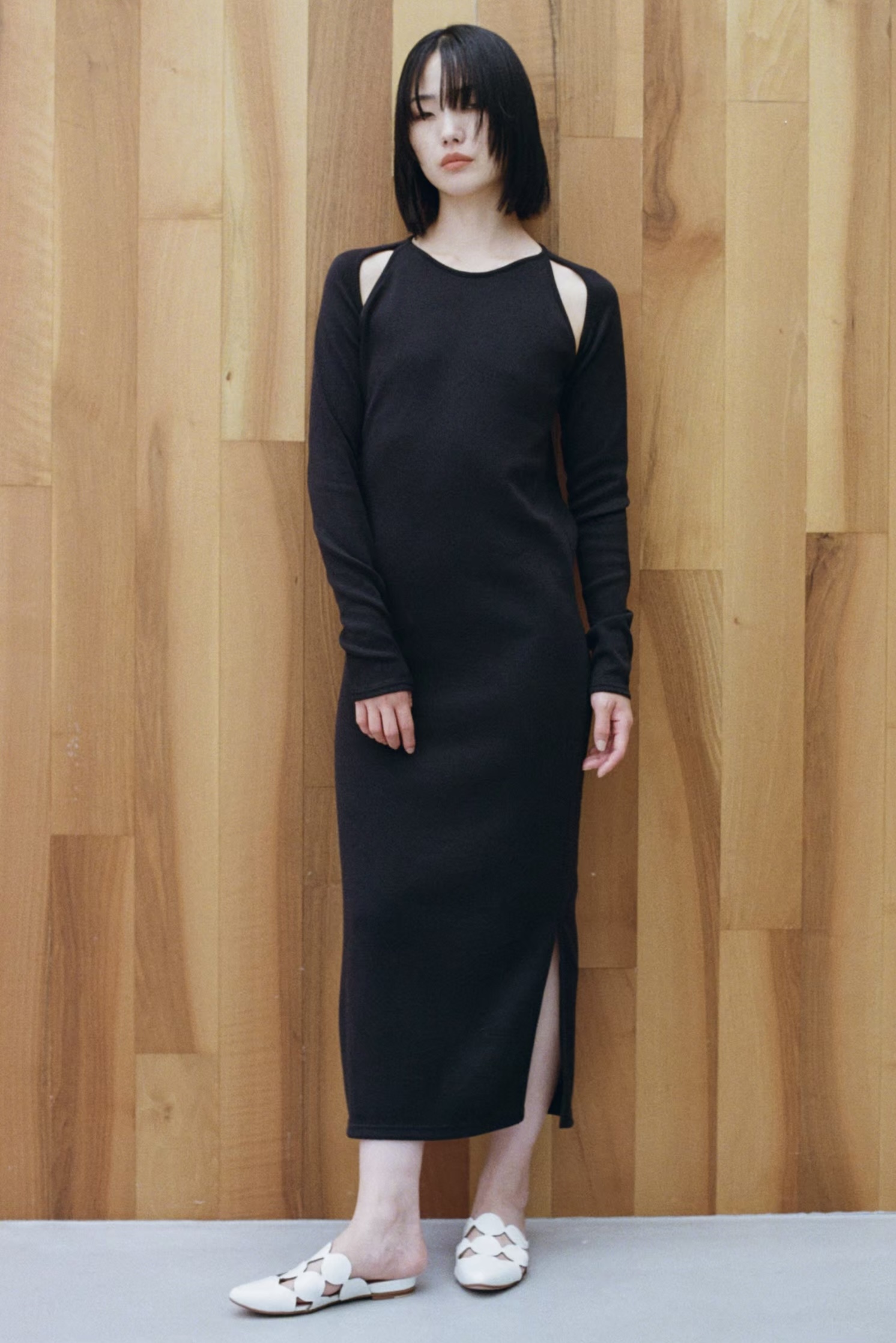 【MAISON ELLIE】cut off rib tight long one-piece