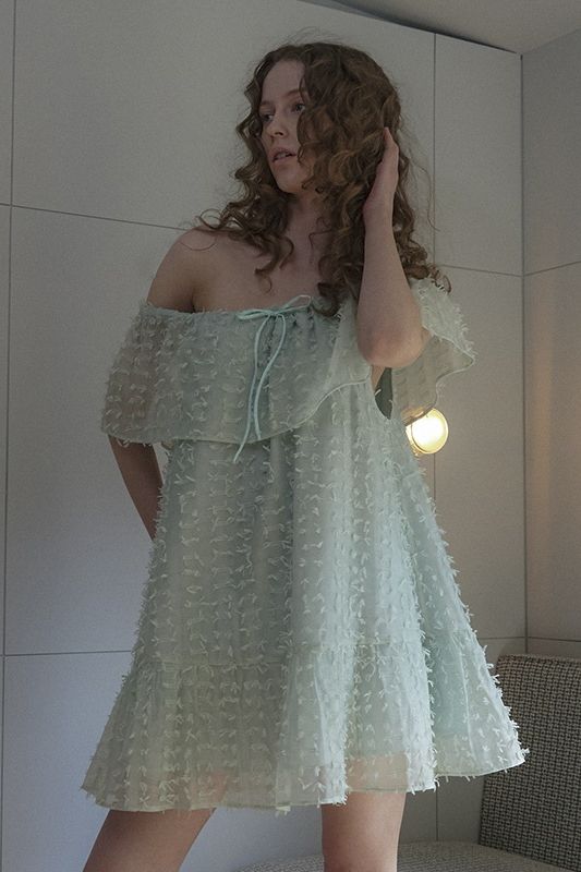 HONEY MI HONEY オーガンジーチュニック two-way fringe organdie tunic