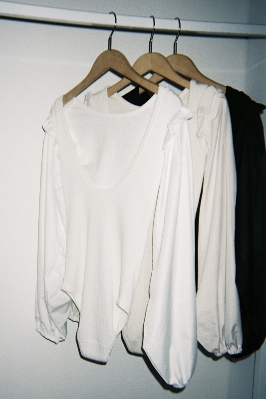 【HONEY MI HONEY】volume sleeve rib body suit