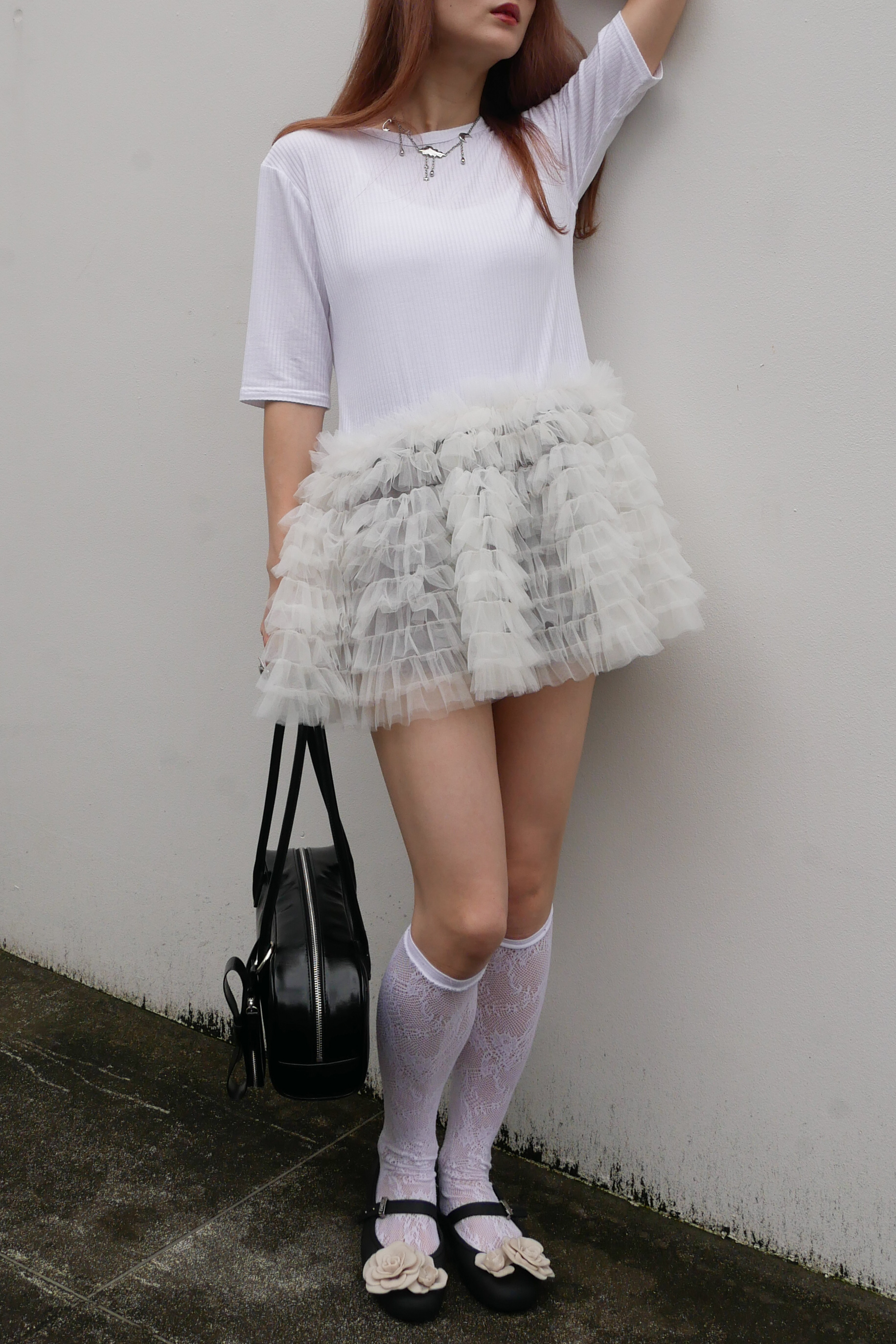 tulle peplum rib cutsew | HONEY MI HONEY