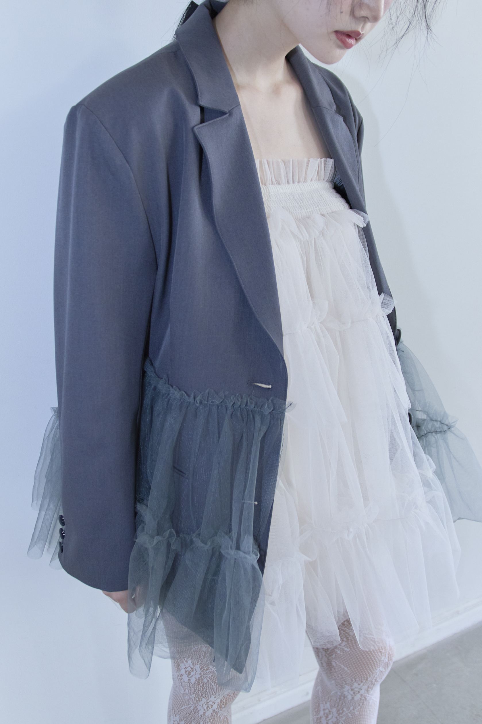 【HONEY MI HONEY】tulle peplum jacket
