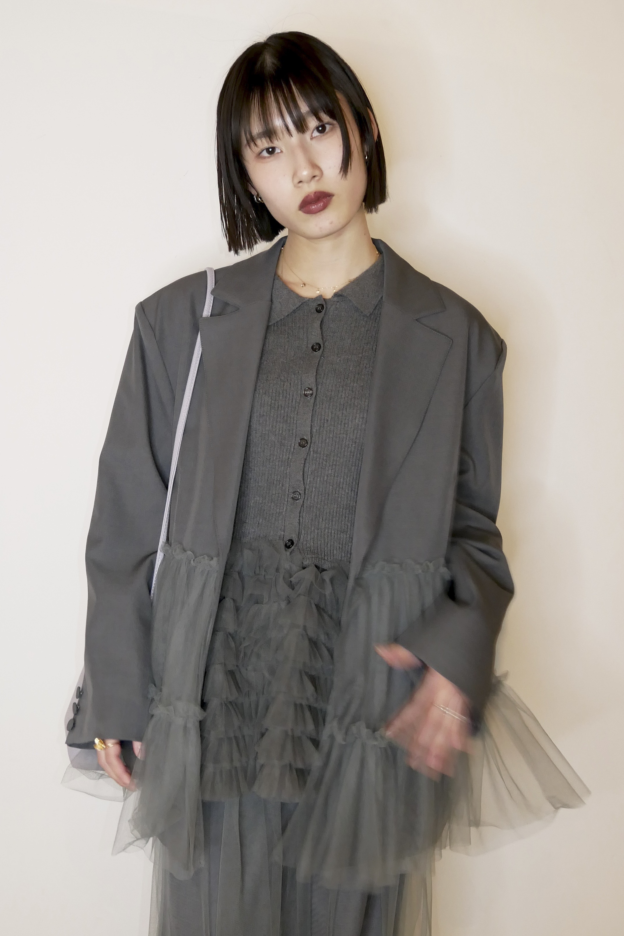 ジャケット・アウター HONEY MI HONEY tulle tiered blouson HONEY MI HONEY（ハニーミーハニー） ブルゾン アウター tulle tiered