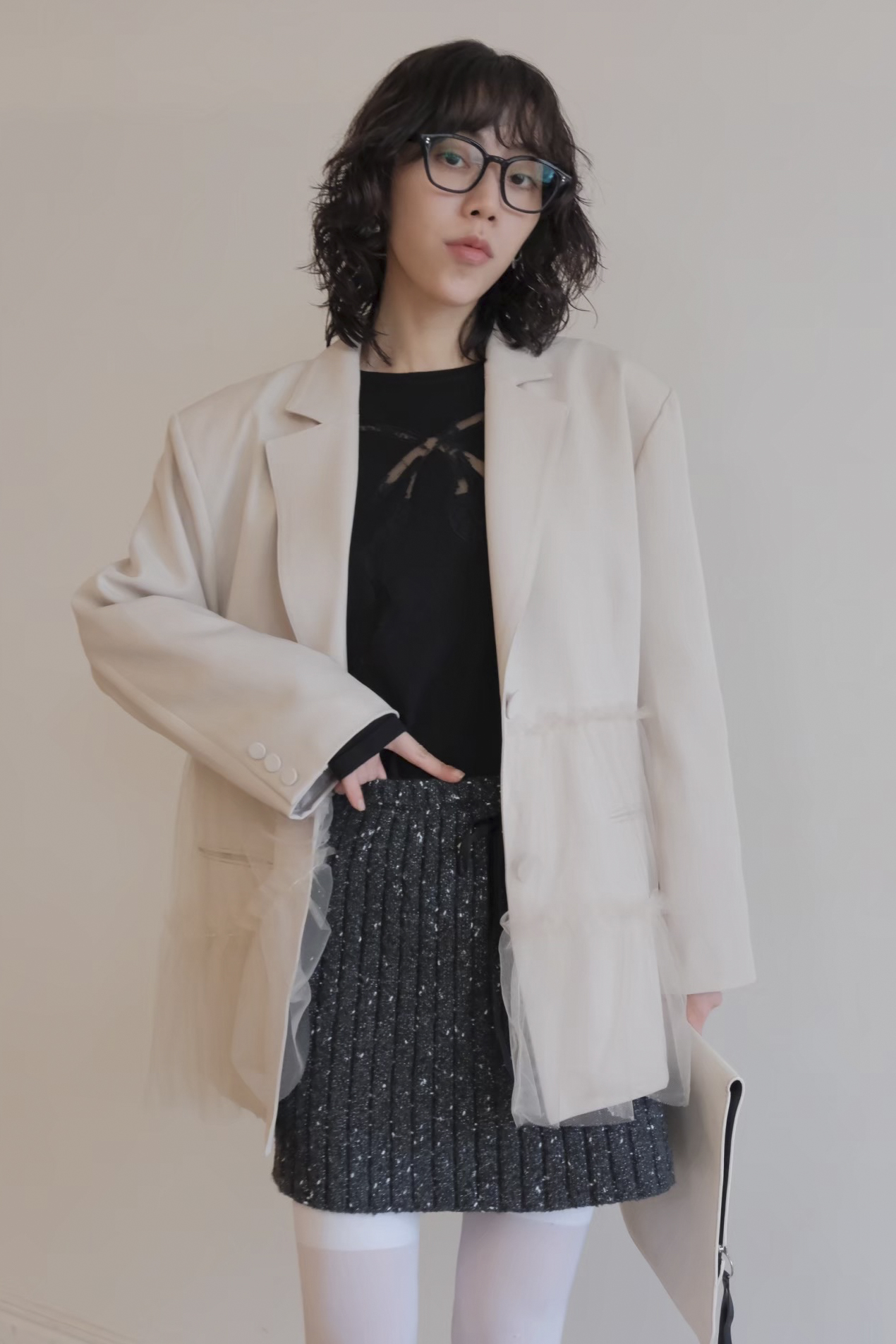 HONEY MI HONEY｜tulle peplum jacket