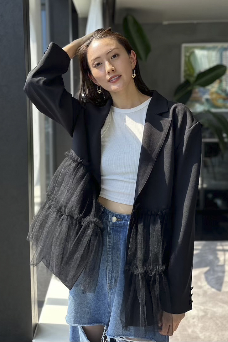 HONEY MI HONEY チュールぺプラムジャケット HONEY MI HONEY｜tulle peplum jacket