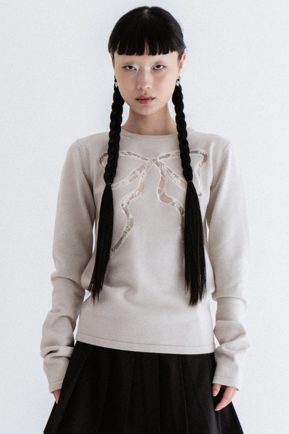lace ribbon knit tops