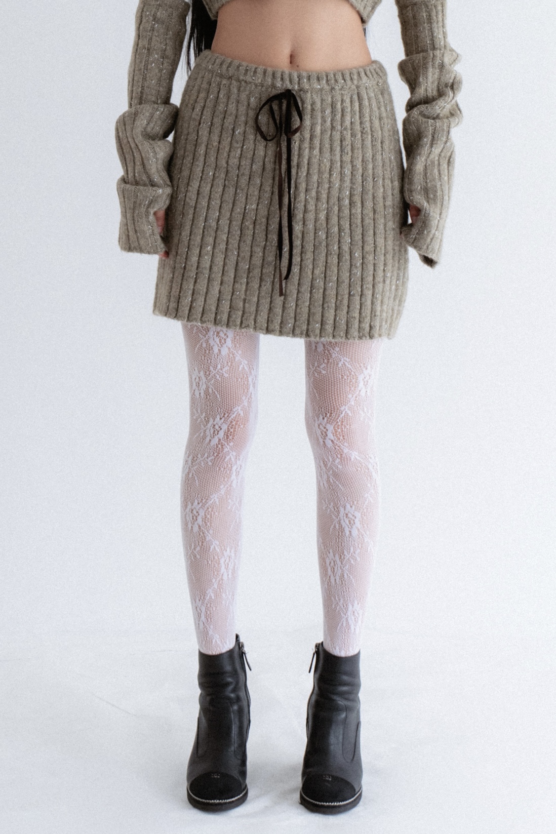 【HONEY MI HONEY】jacquard bare top & mini skirt