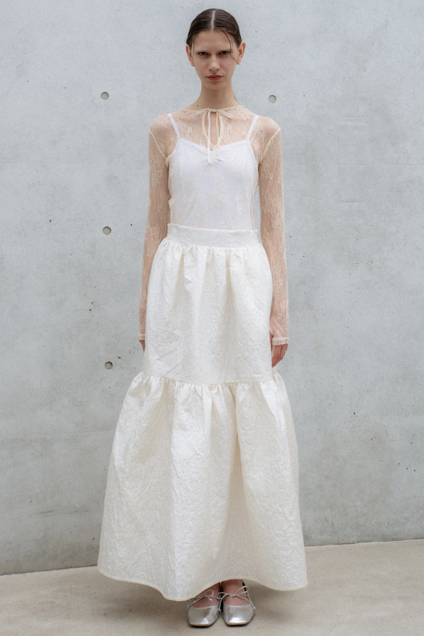 two-way jacquard tiered one-piece