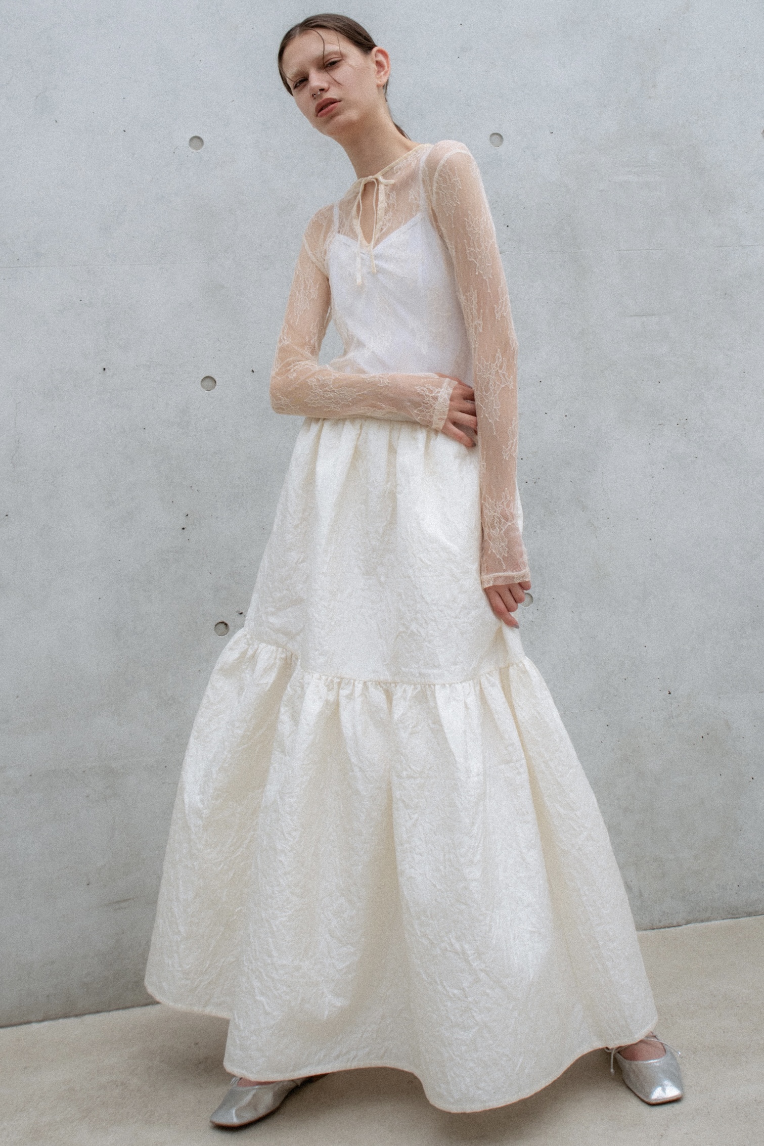 two-way jacquard tiered one-piece