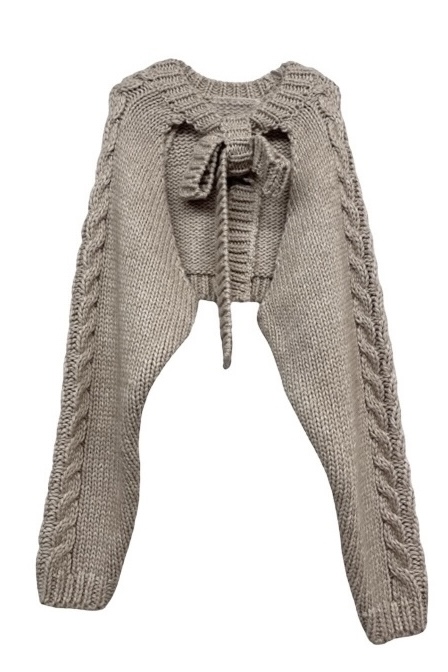 cable knit ribbon bolero