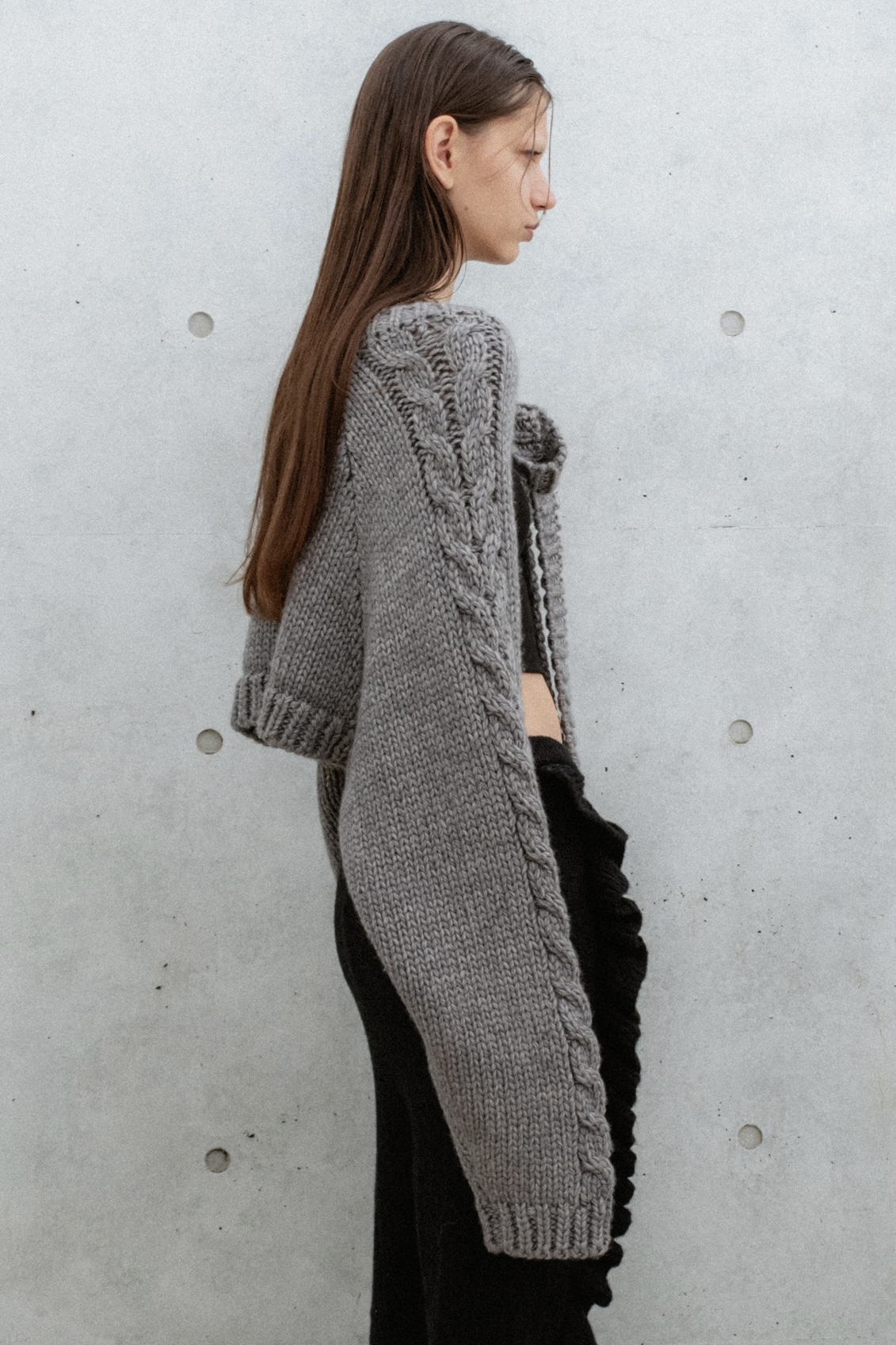 cable knit ribbon bolero