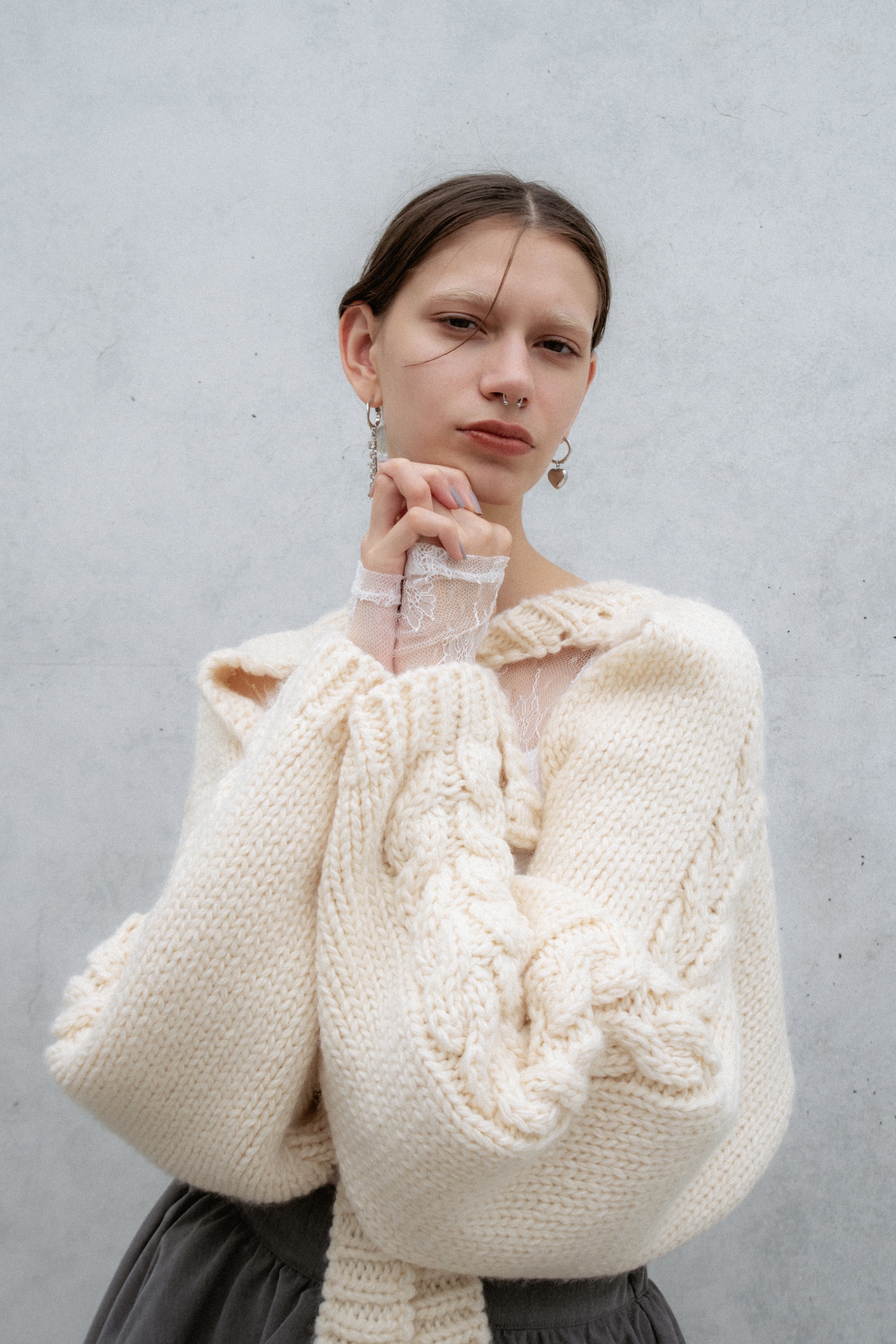 cable knit ribbon bolero