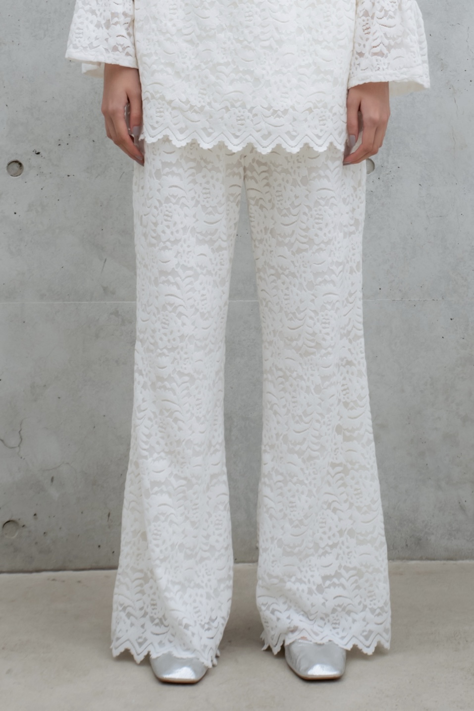 【HONEY MI HONEY】brush lace scallop flare pants