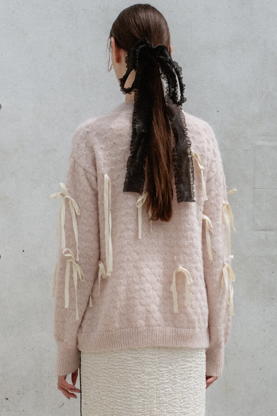 ribbon A line knit tops