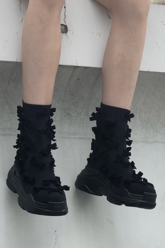 honey mi honey リボンブーツ　Mサイズ　新品未使用 ribbon knit socks boots