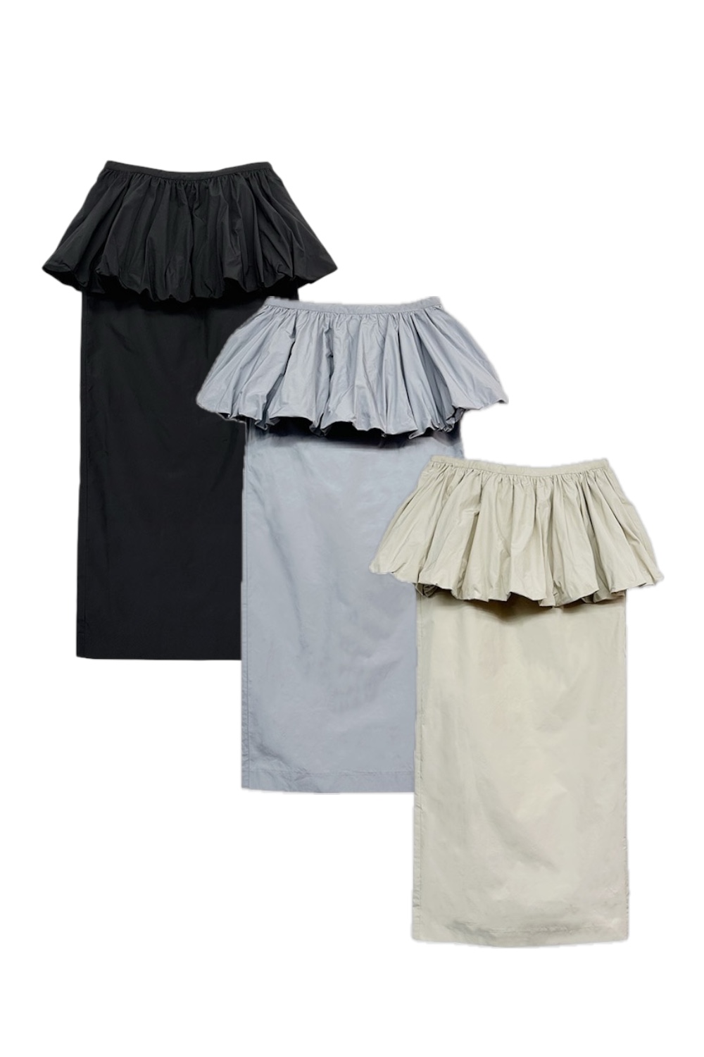 【HONEY MI HONEY】taffeta balloon peplum skirt
