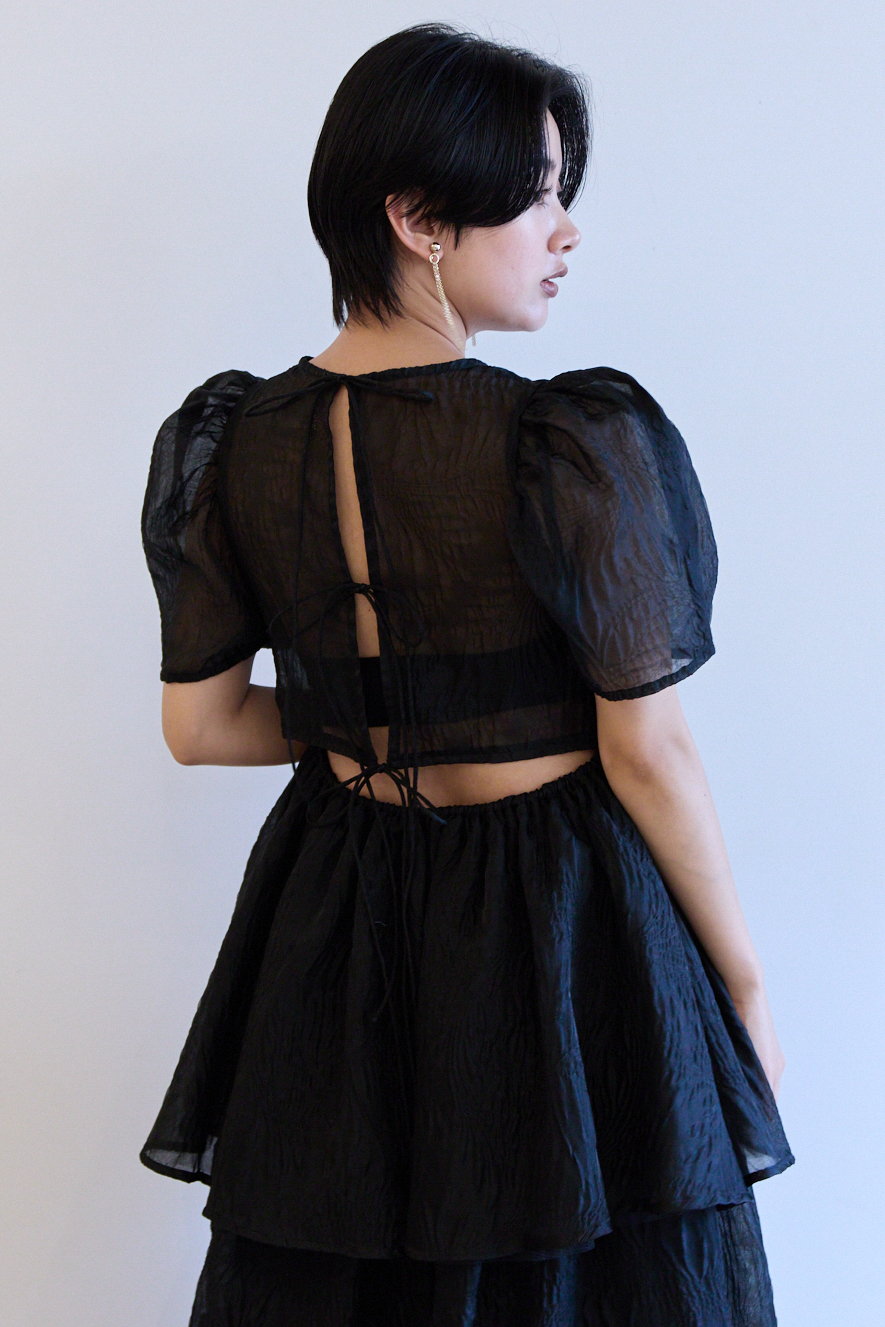 HONEY MI HONEY｜jacquard puff sleeve tunic