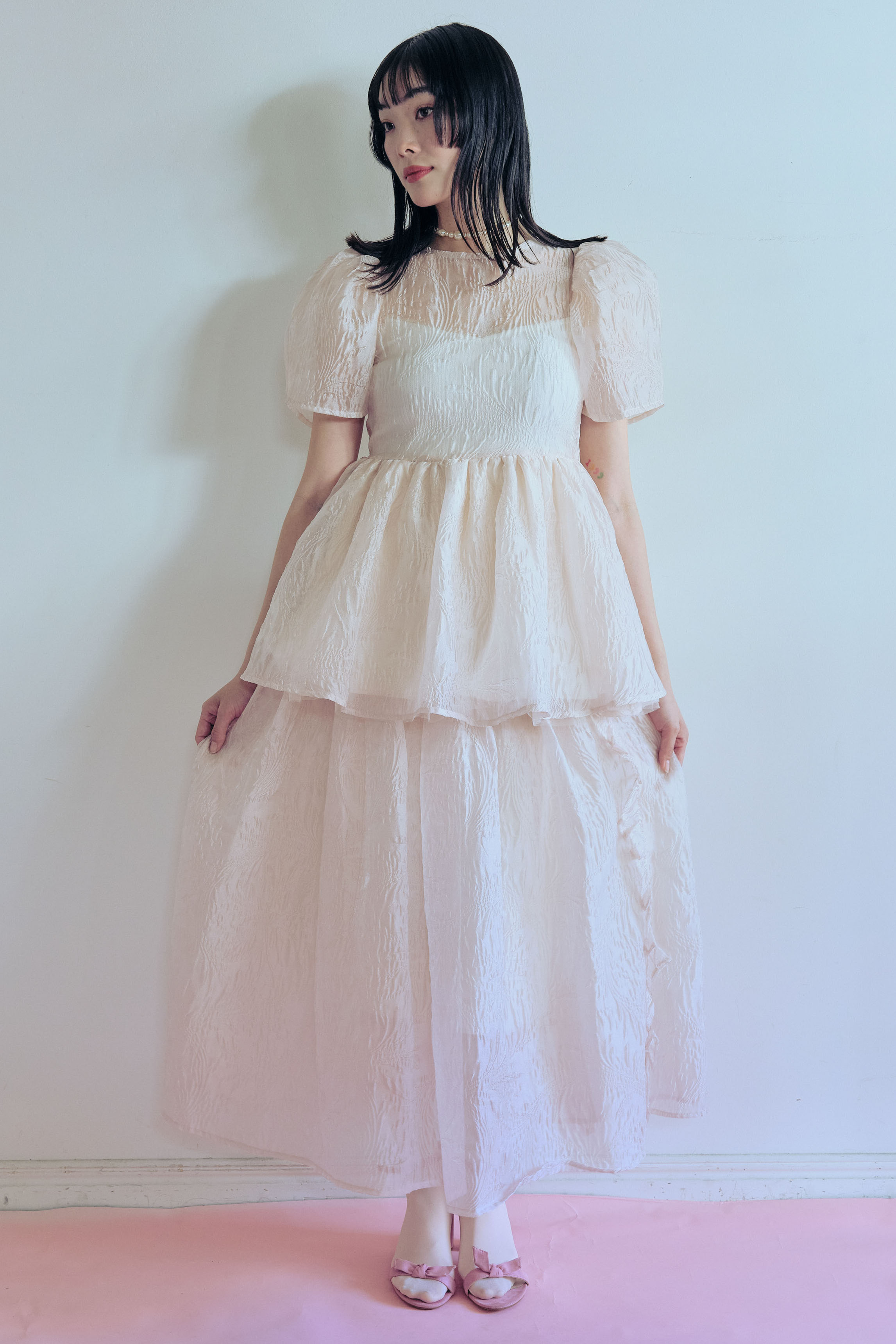 HONEY MI HONEY｜jacquard organdie frill skirt