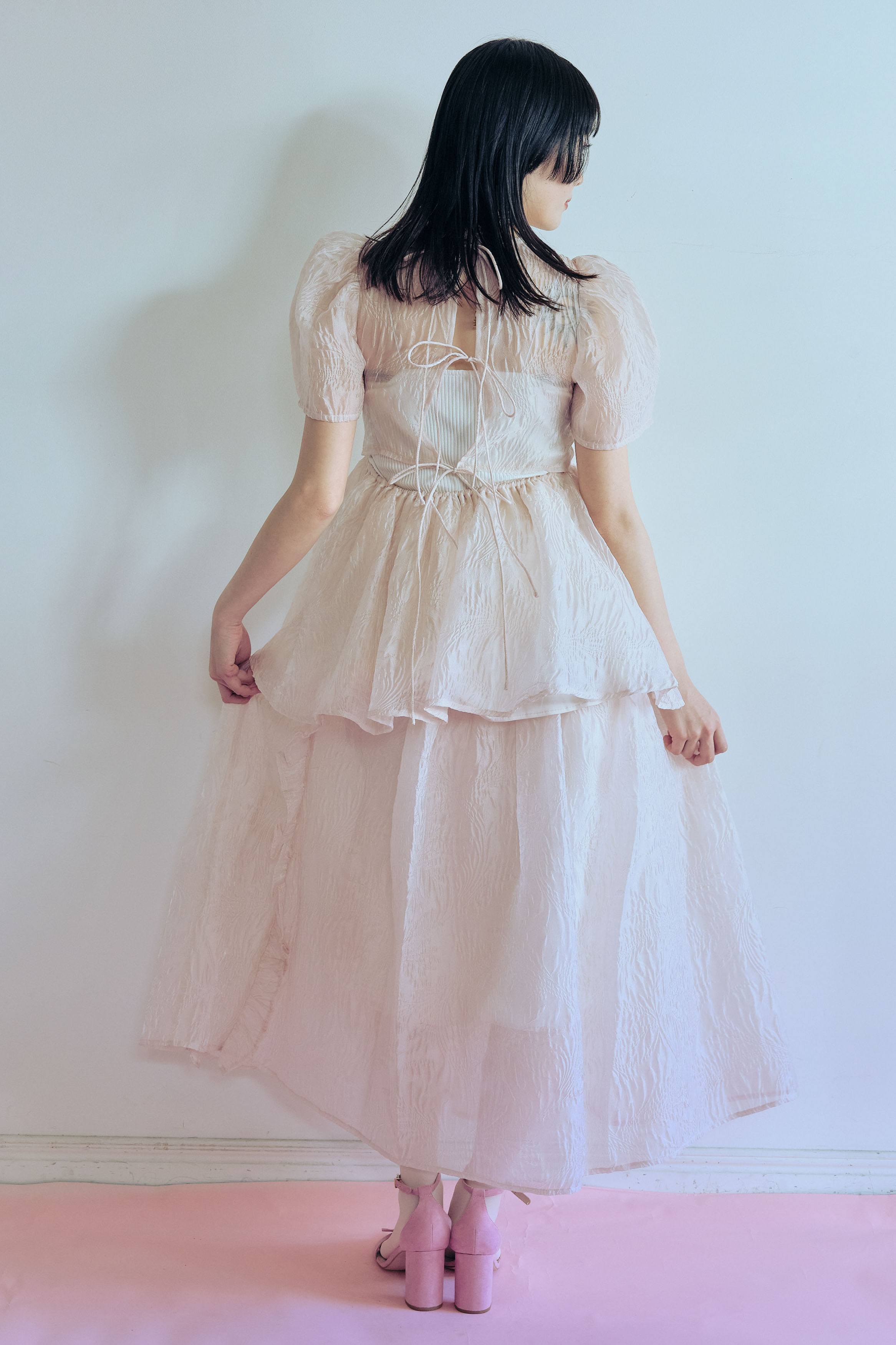 HONEY MI HONEY｜jacquard organdie frill skirt