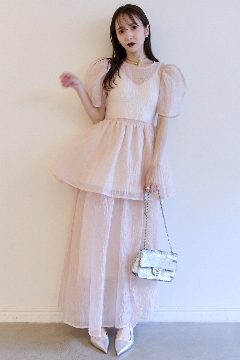 HONEY MI HONEY｜jacquard organdie frill skirt