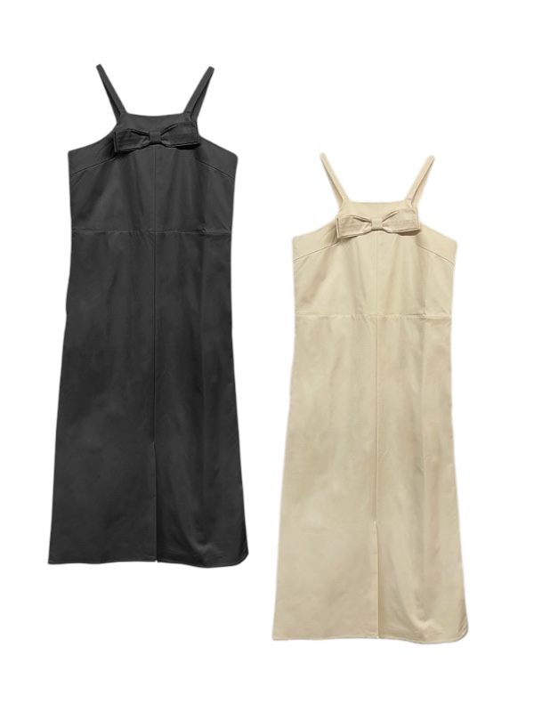 ribbon halter neck long one-piece